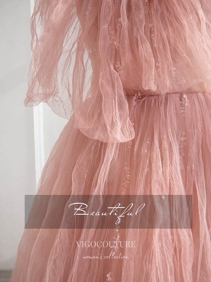 vigocouture-Blush Bow-Tie Prom Dresses Beaded Spaghetti Strap Formal Dresses 21166-Prom Dresses-vigocouture-