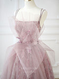 vigocouture-Blush Bow-Tie Prom Dresses Spaghetti Strap Floral Party Dresses 21275-Prom Dresses-vigocouture-