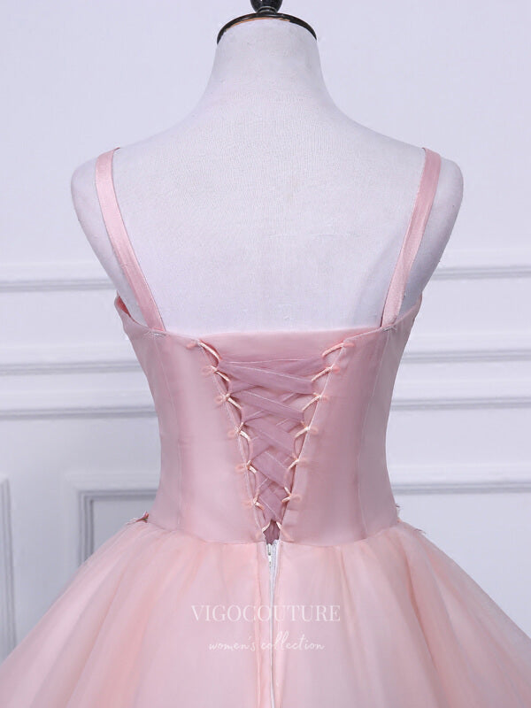 vigocouture-Blush Lace Applique Homecoming Dresses Removable Cape Dama Dresses hc099-Prom Dresses-vigocouture-