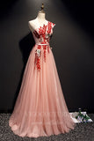 vigocouture-Blush Lace Applique Quinceañera Dresses One Shoulder Prom Dresses 20430-Prom Dresses-vigocouture-