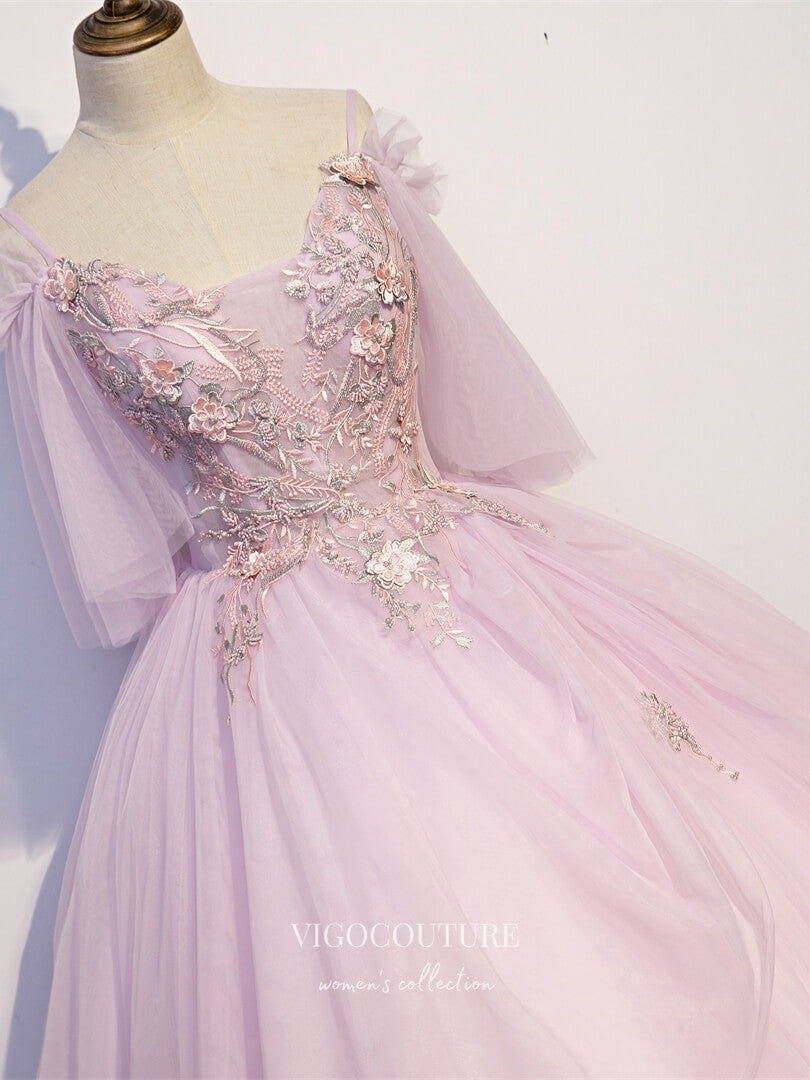 vigocouture-Blush Lace Applique Quinceanera Dresses Spaghetti Strap Sweet 16 Dresses 21433-Prom Dresses-vigocouture-