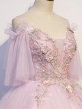 vigocouture-Blush Lace Applique Quinceanera Dresses Spaghetti Strap Sweet 16 Dresses 21433-Prom Dresses-vigocouture-