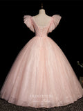 vigocouture-Blush Lace Applique Quinceanera Dresses Sparkly Tulle Sweet 16 Dresses 21408-Prom Dresses-vigocouture-