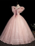 vigocouture-Blush Lace Applique Quinceanera Dresses Sparkly Tulle Sweet 16 Dresses 21408-Prom Dresses-vigocouture-Blush-Custom Size-