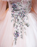 vigocouture-Blush Lace Applique Quinceañera Dresses Tiered Ball Gown 20489-Prom Dresses-vigocouture-