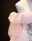 vigocouture-Blush Lace Applique Quinceañera Dresses Tiered Ball Gown 20489-Prom Dresses-vigocouture-