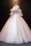vigocouture-Blush Lace Applique Quinceañera Dresses Tiered Ball Gown 20489-Prom Dresses-vigocouture-Blush-Custom Size-