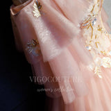 vigocouture-Blush Lace Applique Sweet 16 Dresses Off the Shoulder Ball Gown 20465-Prom Dresses-vigocouture-