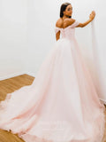 vigocouture-Blush Pink Off the Shoulder Prom Dresses Tulle A-Line Evening Dress 21769-Prom Dresses-vigocouture-