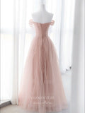 Blush Pleated Tulle Prom Dresses Off the Shoulder Formal Dress 22058-Prom Dresses-vigocouture-Blush-US2-vigocouture