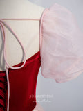 vigocouture-Blush Puffed Sleeve Prom Dress Sparkly Tulle Formal Dresses 21334-Prom Dresses-vigocouture-