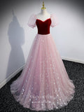 vigocouture-Blush Puffed Sleeve Prom Dress Sparkly Tulle Formal Dresses 21334-Prom Dresses-vigocouture-Blush-US2-