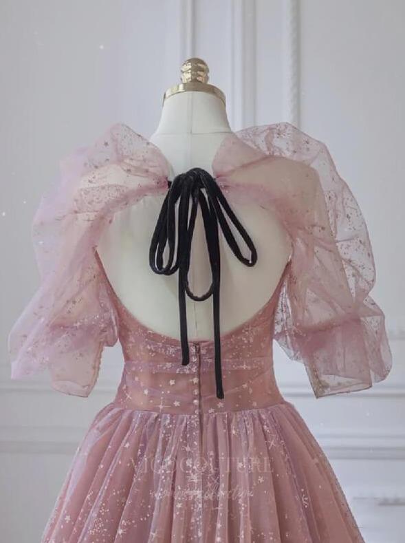 vigocouture-Blush Short Sleeve Prom Dress 20673-Prom Dresses-vigocouture-