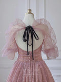 vigocouture-Blush Short Sleeve Prom Dress 20673-Prom Dresses-vigocouture-