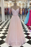 vigocouture-Blush Spaghetti Strap Prom Dresses Sparkly Tulle Evening Dress 21692-Prom Dresses-vigocouture-Blush-US2-