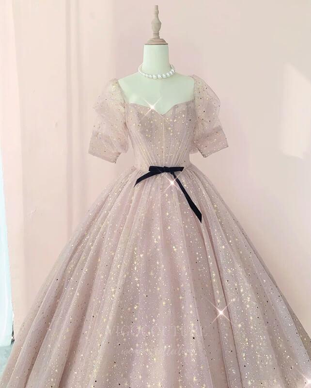 vigocouture-Blush Sparkly Off the Shoulder Prom Dress 20634-Prom Dresses-vigocouture-