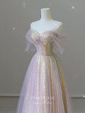 vigocouture-Blush Sparkly Sequin Prom Dresses Off the Shoulder Evening Dresses 21442-Prom Dresses-vigocouture-