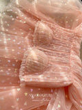 vigocouture-Blush Sparkly Tulle Hoco Dresses Long Sleeve Graduation Dresses hc170-Prom Dresses-vigocouture-