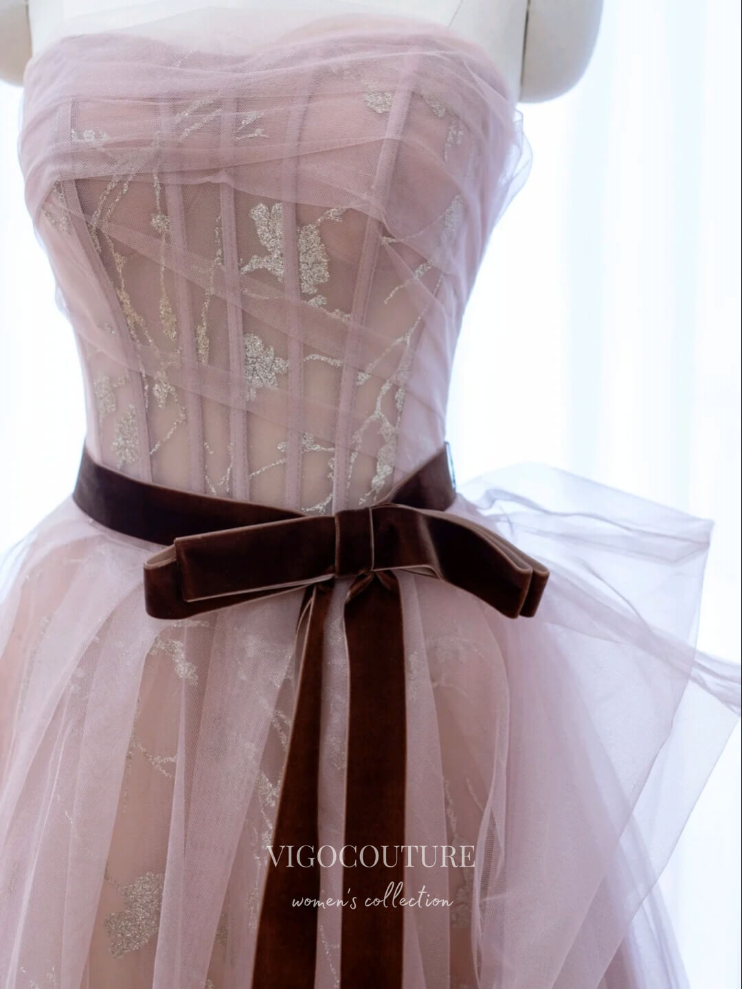 vigocouture-Blush Strapless Prom Dresses Tulle Formal Dresses 21172-Prom Dresses-vigocouture-