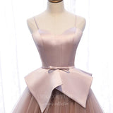 vigocouture-Blush Tiered Prom Dress 2022 Spaghetti Strap Formal Dress 20556-Prom Dresses-vigocouture-