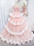vigocouture-Blush Tiered Quinceanera Dresses Sparkly Tulle Sweet 16 Dress 21501-Prom Dresses-vigocouture-