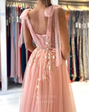 vigocouture-Blush Tulle Floral A-Line Prom Dress 20820-Prom Dresses-vigocouture-