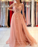 vigocouture-Blush Tulle Floral A-Line Prom Dress 20820-Prom Dresses-vigocouture-Blush-US2-