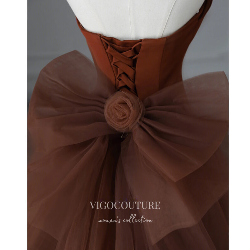 Brown Mermaid Prom Dresses Strapless Bow-Tie Formal Gown 22053-Prom Dresses-vigocouture-Brown-US2-vigocouture