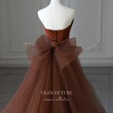 Brown Mermaid Prom Dresses Strapless Bow-Tie Formal Gown 22053-Prom Dresses-vigocouture-Brown-US2-vigocouture