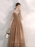 vigocouture-Brown Spaghetti Strap Prom Dress 20698-Prom Dresses-vigocouture-Brown-US2-