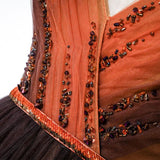 vigocouture-Brown V-Neck Prom Dress 20636-Prom Dresses-vigocouture-