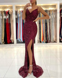 vigocouture-Burgundy Beaded Sequin Mermaid Prom Dress 20830-Prom Dresses-vigocouture-Burgundy-US2-