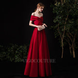 vigocouture-Burgundy Satin Bow Prom Dress 20158-Prom Dresses-vigocouture-