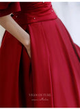 Burgundy Satin Prom Dresses Puffed Sleeve Evening Dress 21827-Prom Dresses-vigocouture-Burgundy-US2-vigocouture