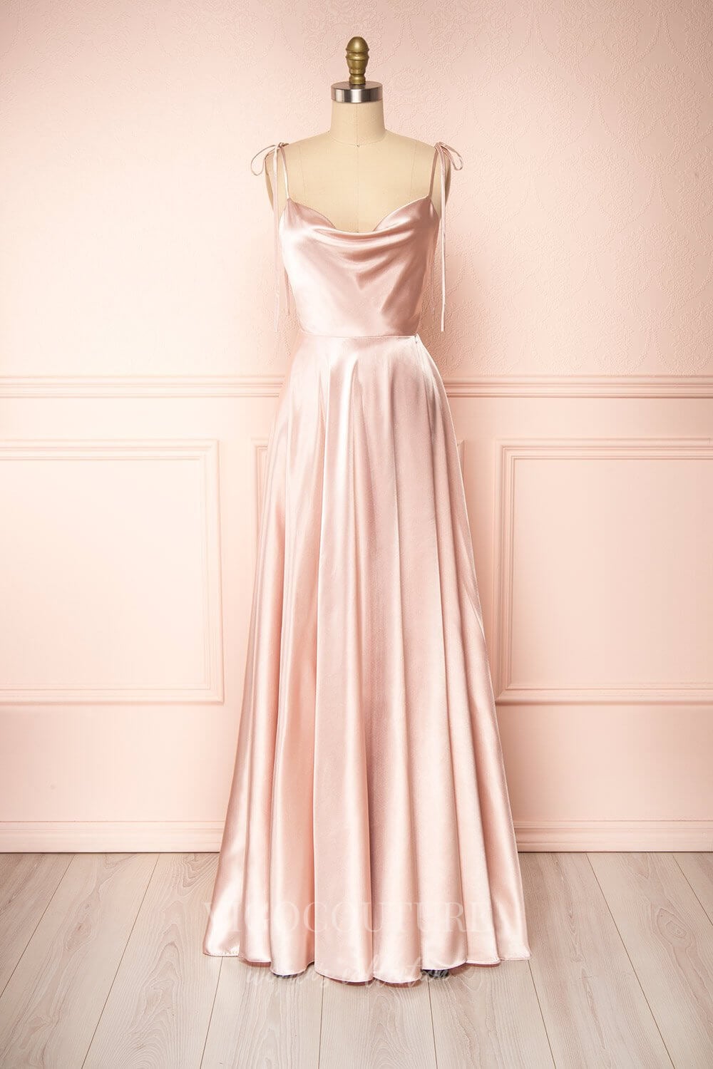 vigocouture-Burgundy Spaghetti Strap Prom Dress 20576-Prom Dresses-vigocouture-Blush-US2-