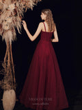 vigocouture-Burgundy Sparkly Tulle Beaded Prom Dress 20717-Prom Dresses-vigocouture-