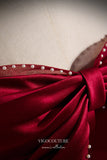 vigocouture-Burgundy Strapless Formal Dress A-Line Bow-Tie Prom Dresses 21669-Prom Dresses-vigocouture-