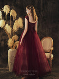 vigocouture-Burgundy Tulle Prom Dress 20715-Prom Dresses-vigocouture-