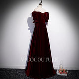 vigocouture-Burgundy Velvet Prom Dress 2022 Off the Shoulder Prom Gown-Prom Dresses-vigocouture-