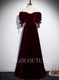 vigocouture-Burgundy Velvet Prom Dress 2022 Off the Shoulder Prom Gown-Prom Dresses-vigocouture-Burgundy-US2-