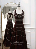 vigocouture-Burgundy Velvet Prom Dresses Beaded Formal Dresses 21192-Prom Dresses-vigocouture-
