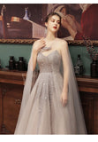 vigocouture-Cape Sleeve Beaded Prom Dress 2022 Strapless Prom Gown-Prom Dresses-vigocouture-