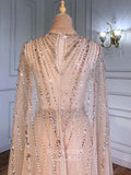 vigocouture-Cape Sleeve Formal Dresses Beaded Evening Dresses 21525-Prom Dresses-vigocouture-