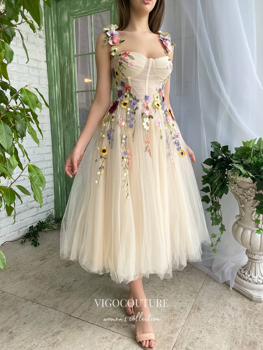 vigocouture-Champagne 3D Floral Hoco Dresses Spaghetti Strap Maxi Dresses hc160-Prom Dresses-vigocouture-Champagne-US2-