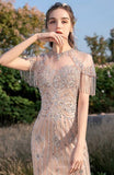 vigocouture-Champagne Beaded Mermaid Prom Dress 20257-Prom Dresses-vigocouture-
