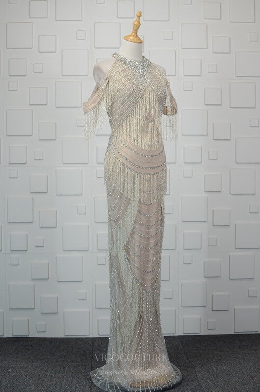 vigocouture-Champagne Beaded Mermaid Prom Dresses 20758-Prom Dresses-vigocouture-