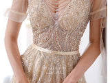vigocouture-Champagne Beaded Prom Dresses A-Line Formal Dresses 21509-Prom Dresses-vigocouture-