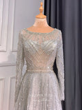 Champagne Beaded Prom Dresses Long Sleeve Mother of the Bride Dresses 22103-Prom Dresses-vigocouture-Champagne-US2-vigocouture