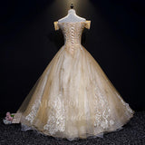 vigocouture-Champagne Beaded Quinceañera Dresses Lace Ball Gown 20402-Prom Dresses-vigocouture-
