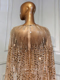 vigocouture-Champagne Cape Sleeve Formal Dresses Beaded Evening Dresses 21522-Prom Dresses-vigocouture-
